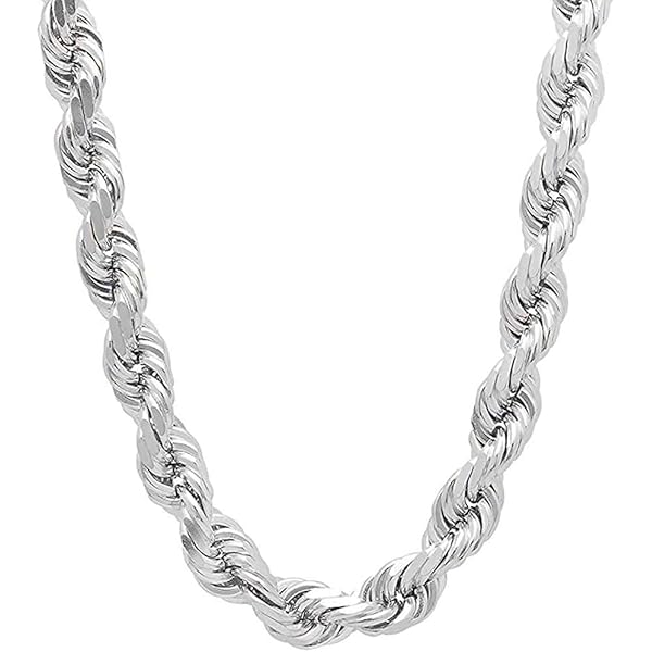 Savlano 925 Sterling Silver 7.5mm Solid Italian Rope Diamond Cut